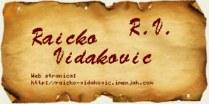 Raičko Vidaković vizit kartica
